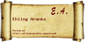 Ehling Aranka névjegykártya